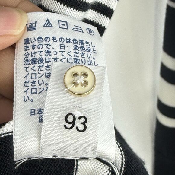 Lands End Womens Nautical Striped Cardigan Small Black White 100% Supima Cotton - Picture 14 of 16